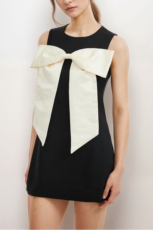 Camillei bowknot black mini dress