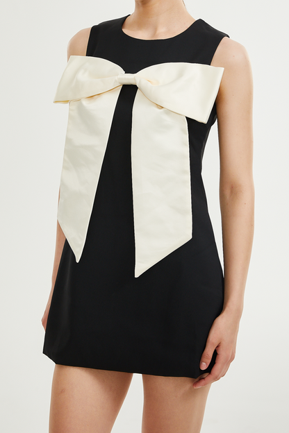 Camillei bowknot black mini dress