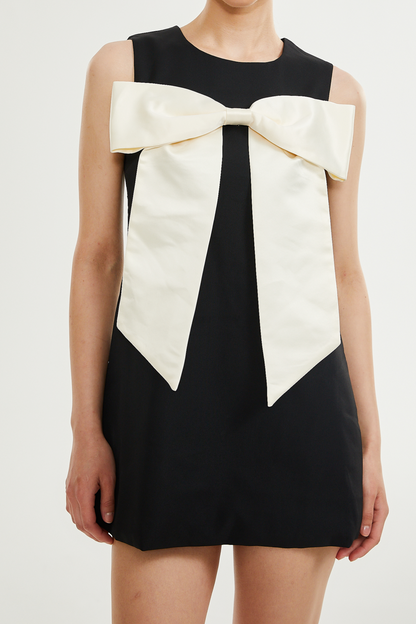 Camillei bowknot black mini dress