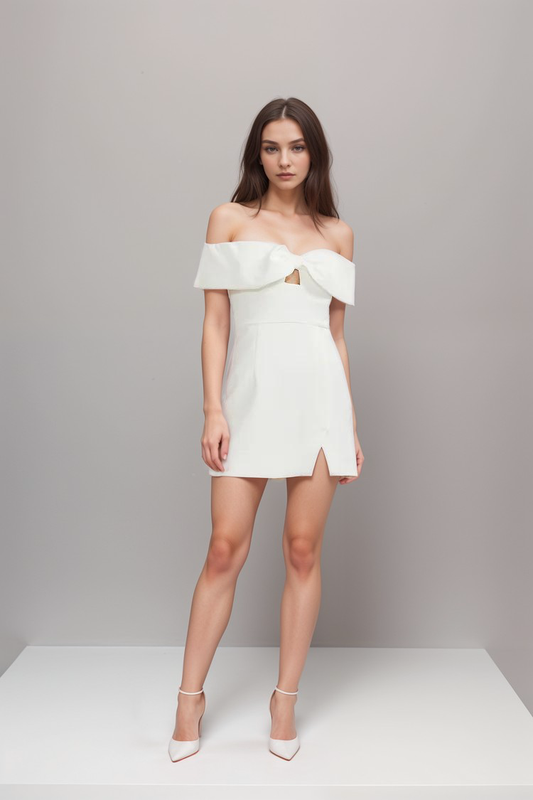 Victoire bow-detail off-shoulder dress