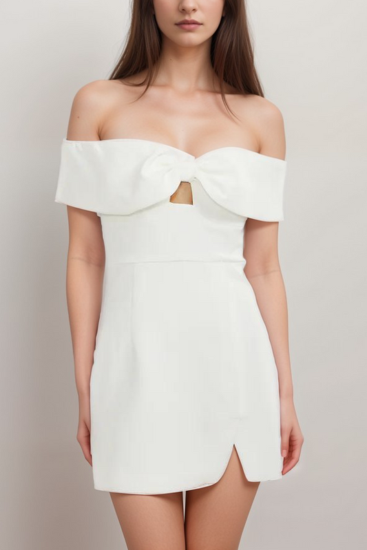 Victoire bow-detail off-shoulder dress
