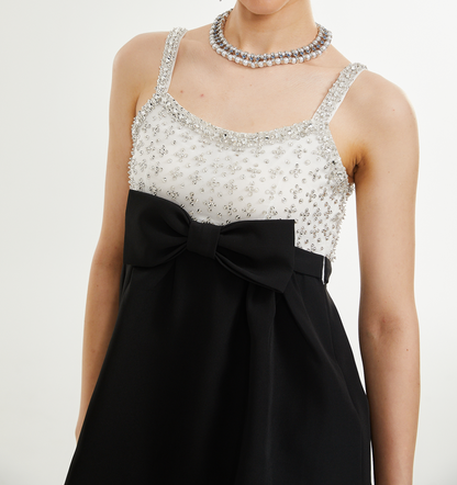 Parisa crystal-embellished bowknot mini dress