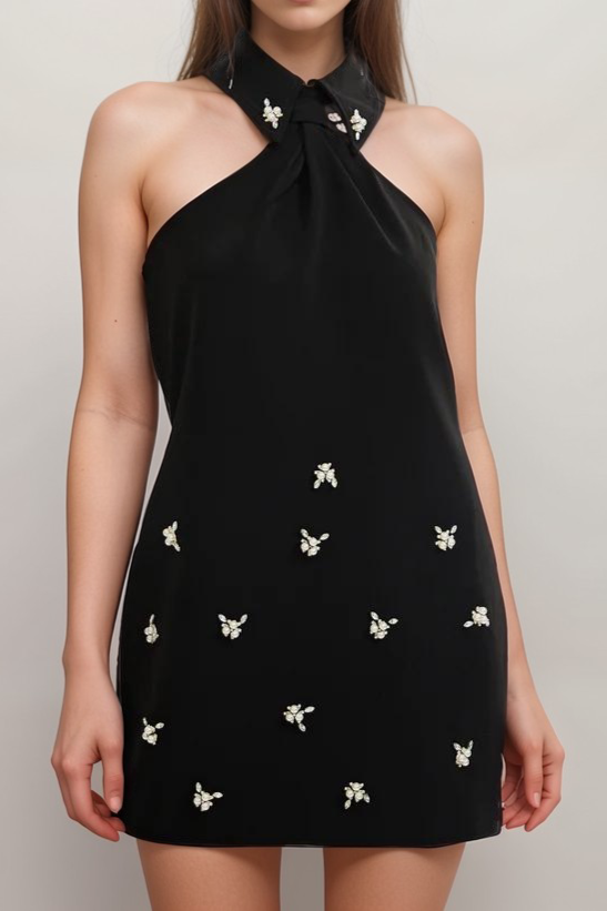 Charlene halterneck embellished mini dress