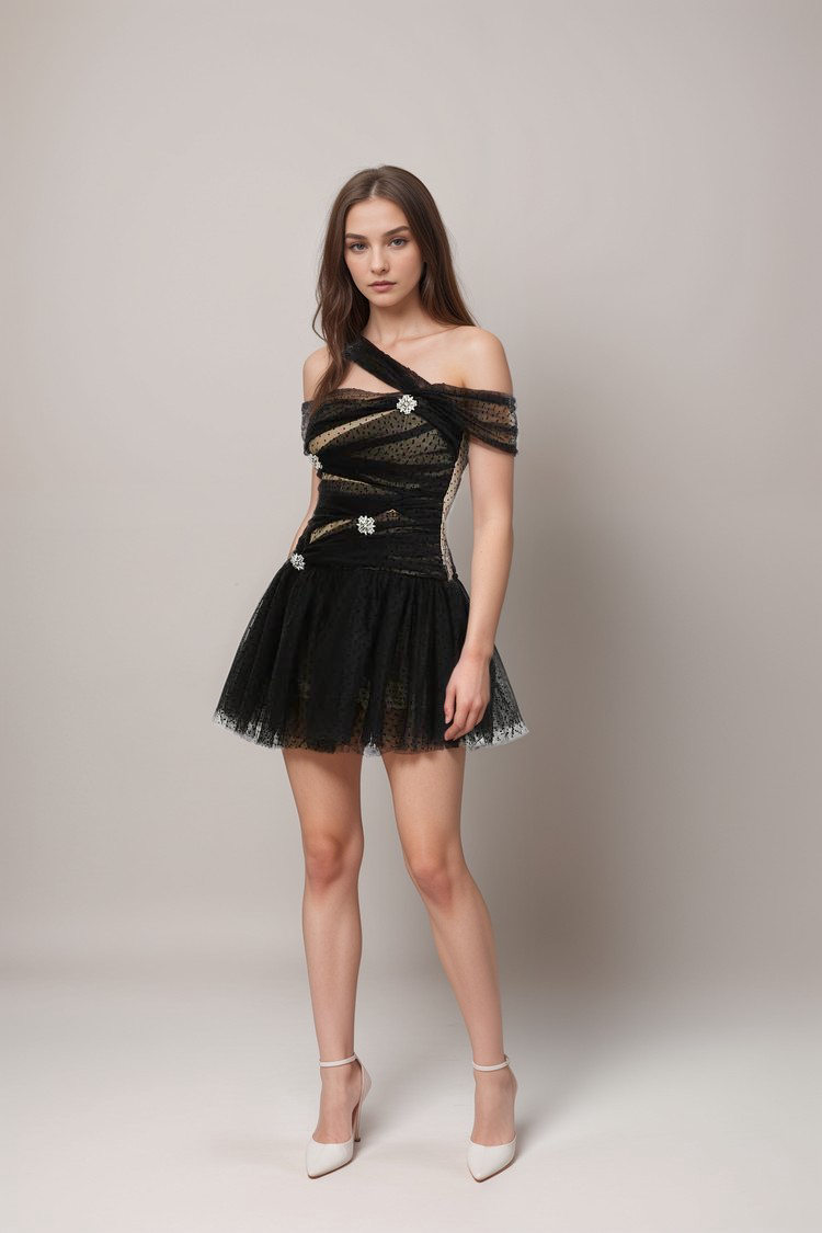 Hameda polka-dot tulle mini dress