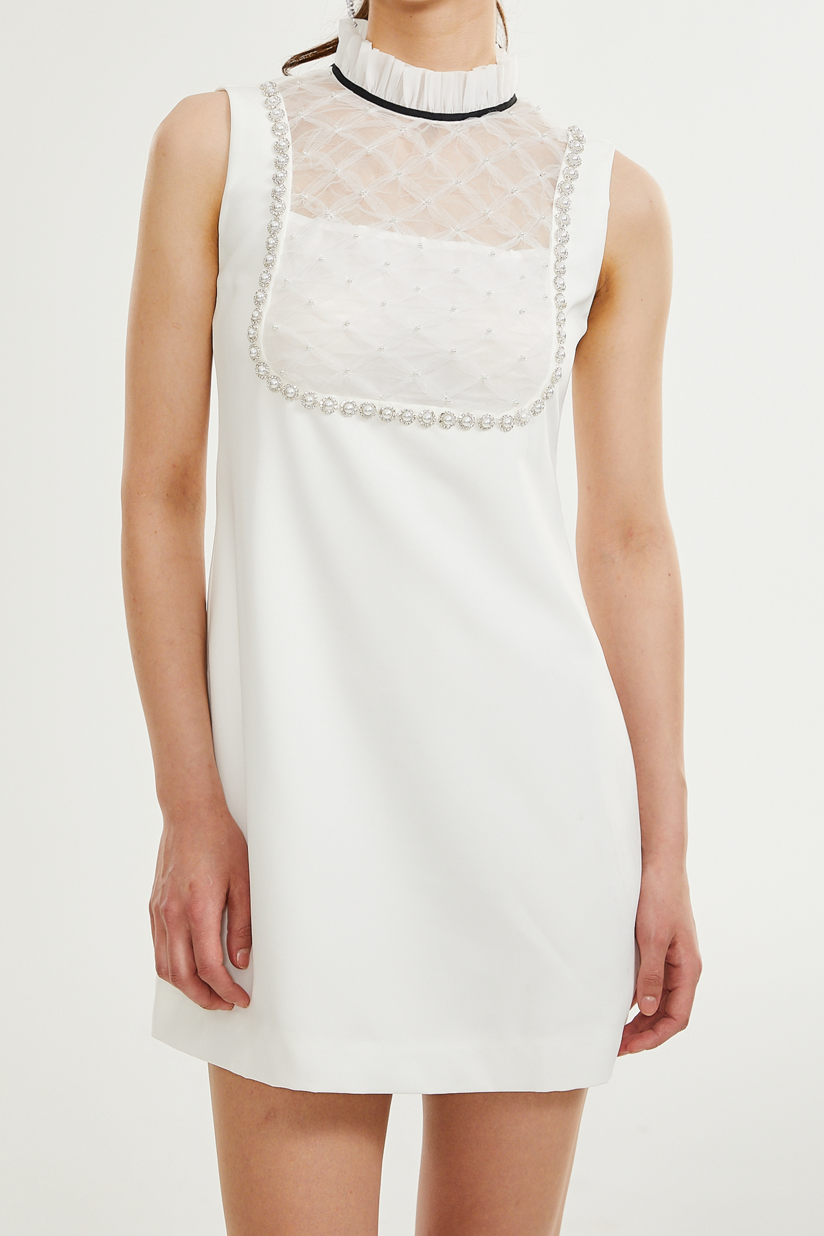 Adrielle white faux-pearl mini dress