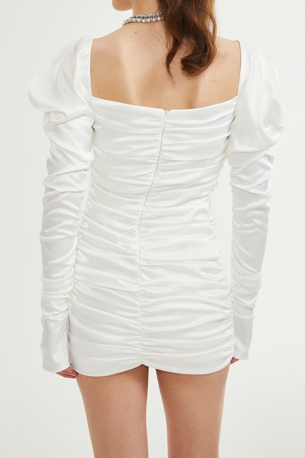 Avalon crystal ruched mini dress