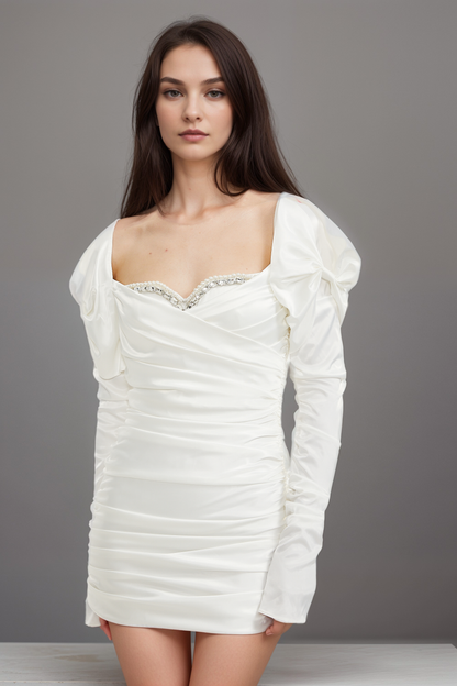 Avalon crystal ruched mini dress