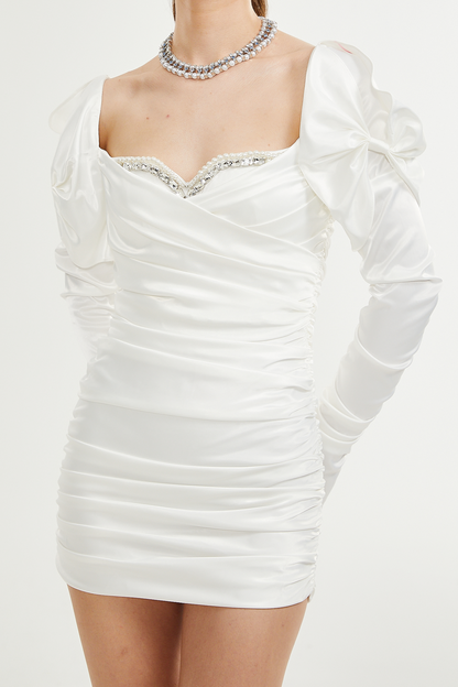 Avalon crystal ruched mini dress