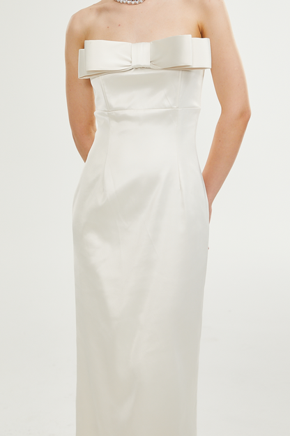 Lana bow-detail off-shoulder dress