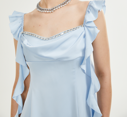 Reno embellished cowl-neck mini dress