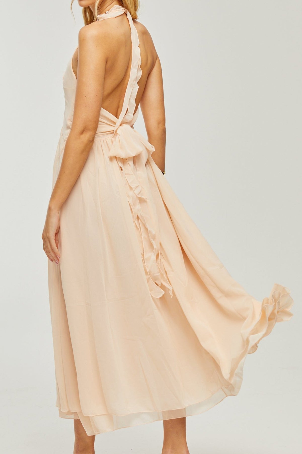 Élodie ruffled faux-flower maxi dress
