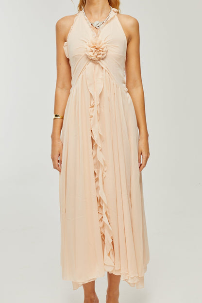 Élodie ruffled faux-flower maxi dress