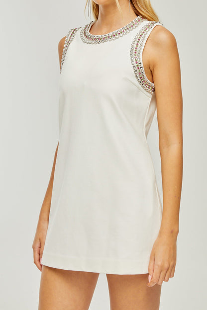 Émilie crystal-embellished mini dress
