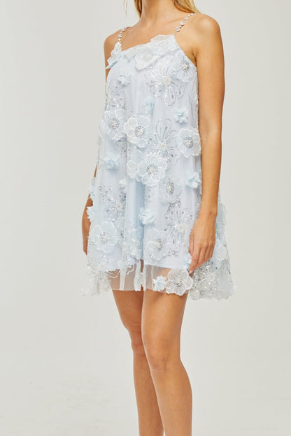 Suzette crystal-embellished floral mini dress
