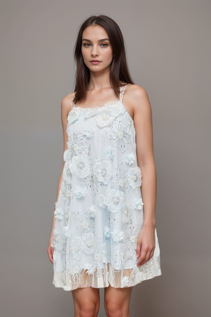 Suzette crystal-embellished floral mini dress