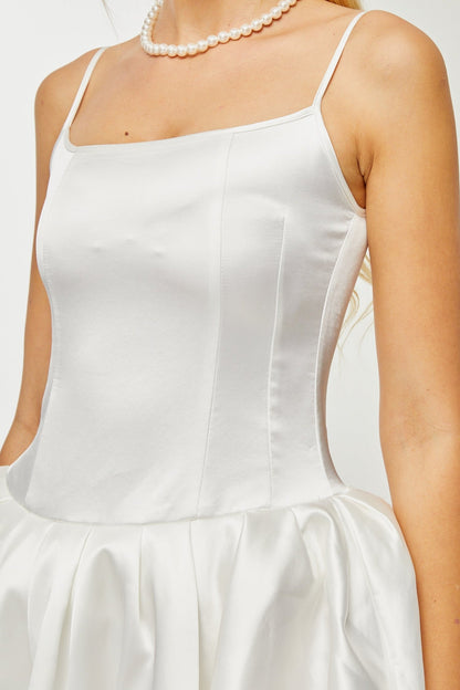Lanetta asymmetric satin mini dress