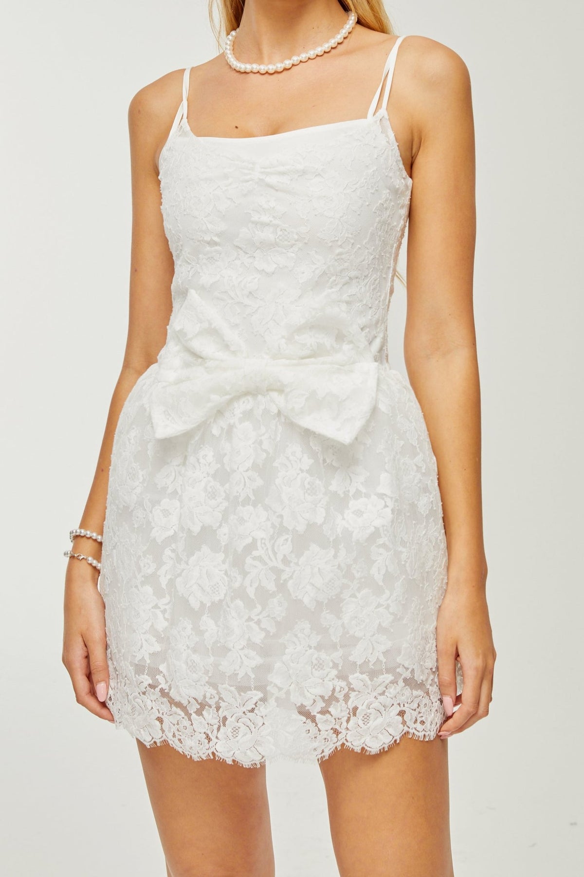 Perrine guipure-lace bow-detail mini dress