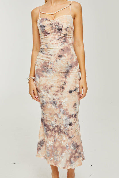 Victoire pattern-print fitted midi dress