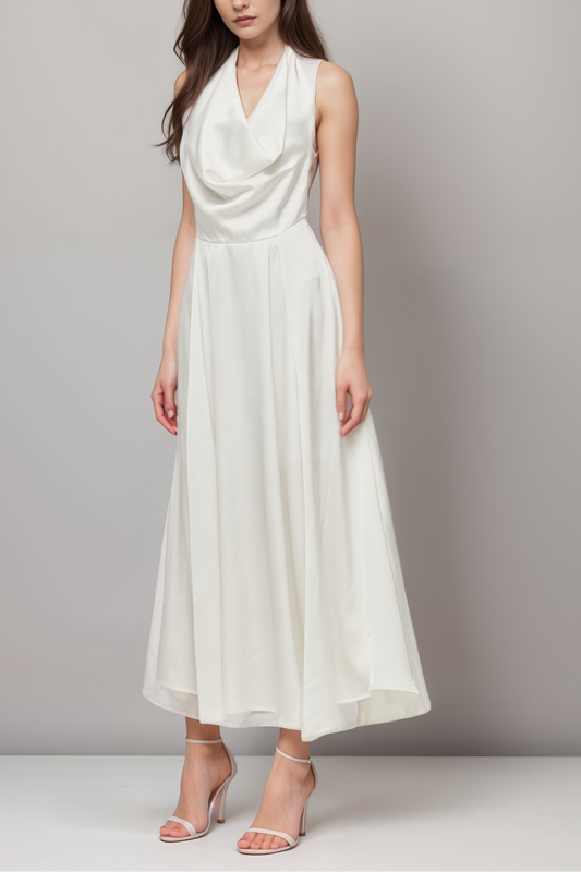Lucena scoop-back cowl-neck dress