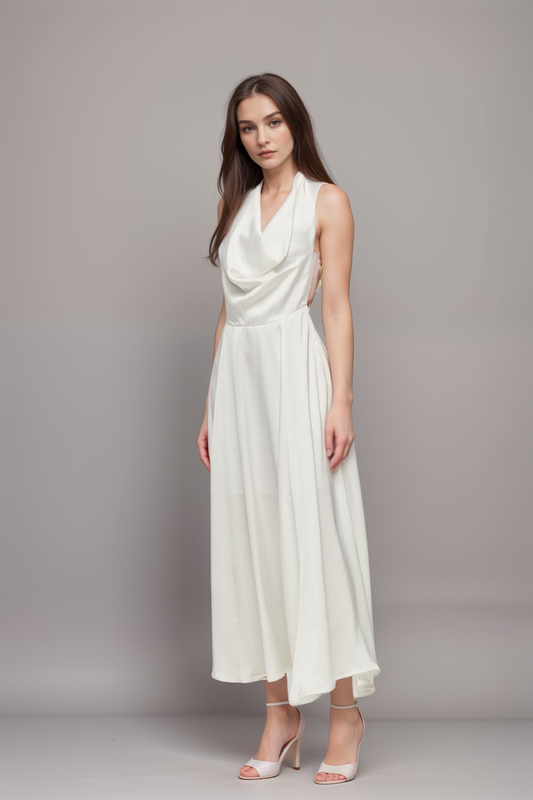 Lucena scoop-back cowl-neck dress