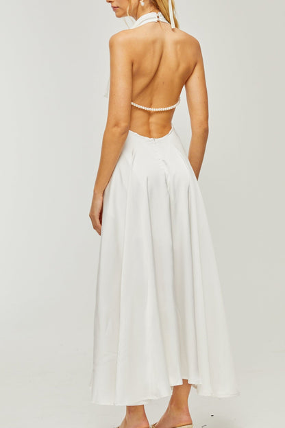 Lucena scoop-back cowl-neck dress