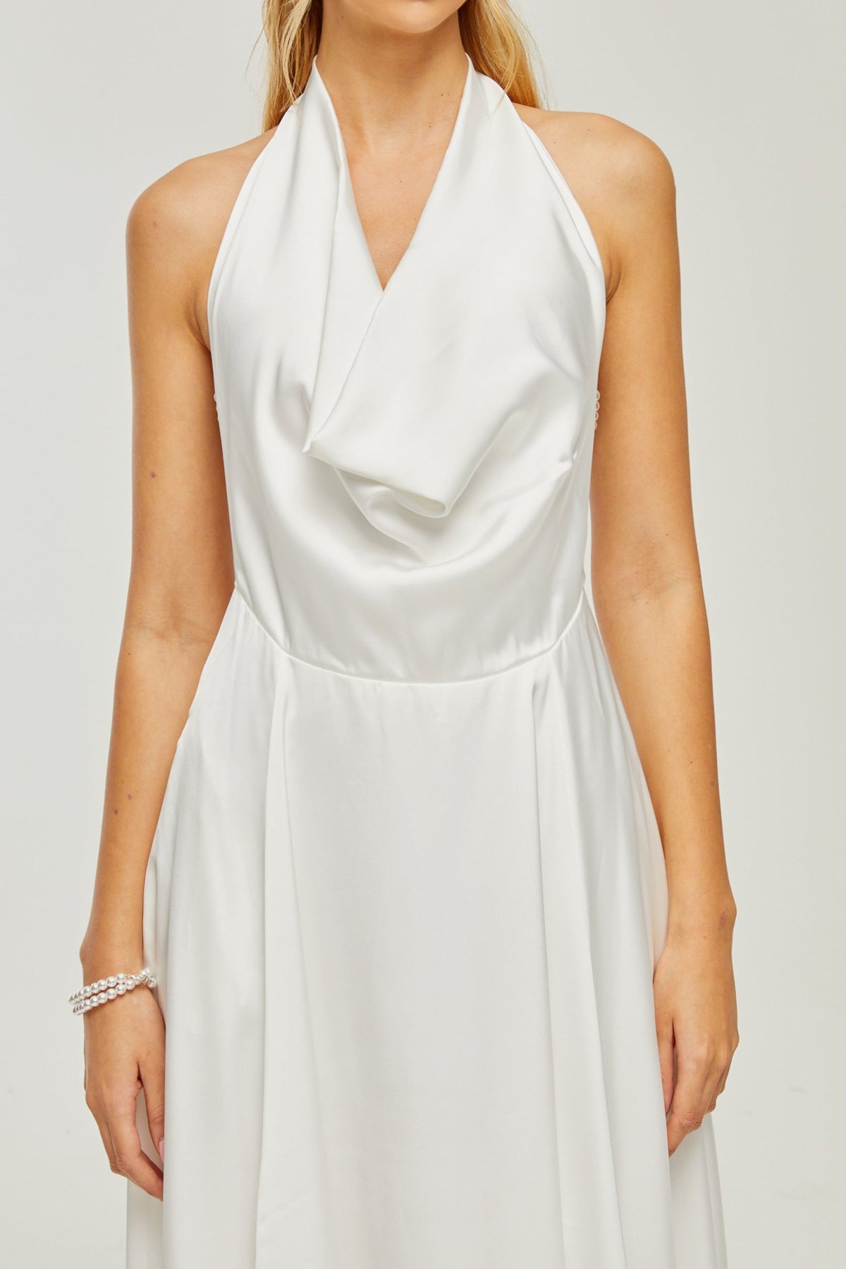 Lucena scoop-back cowl-neck dress