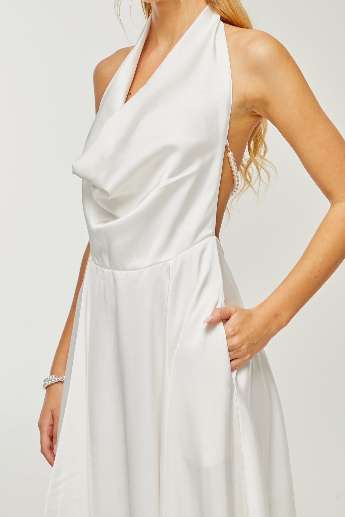 Lucena scoop-back cowl-neck dress