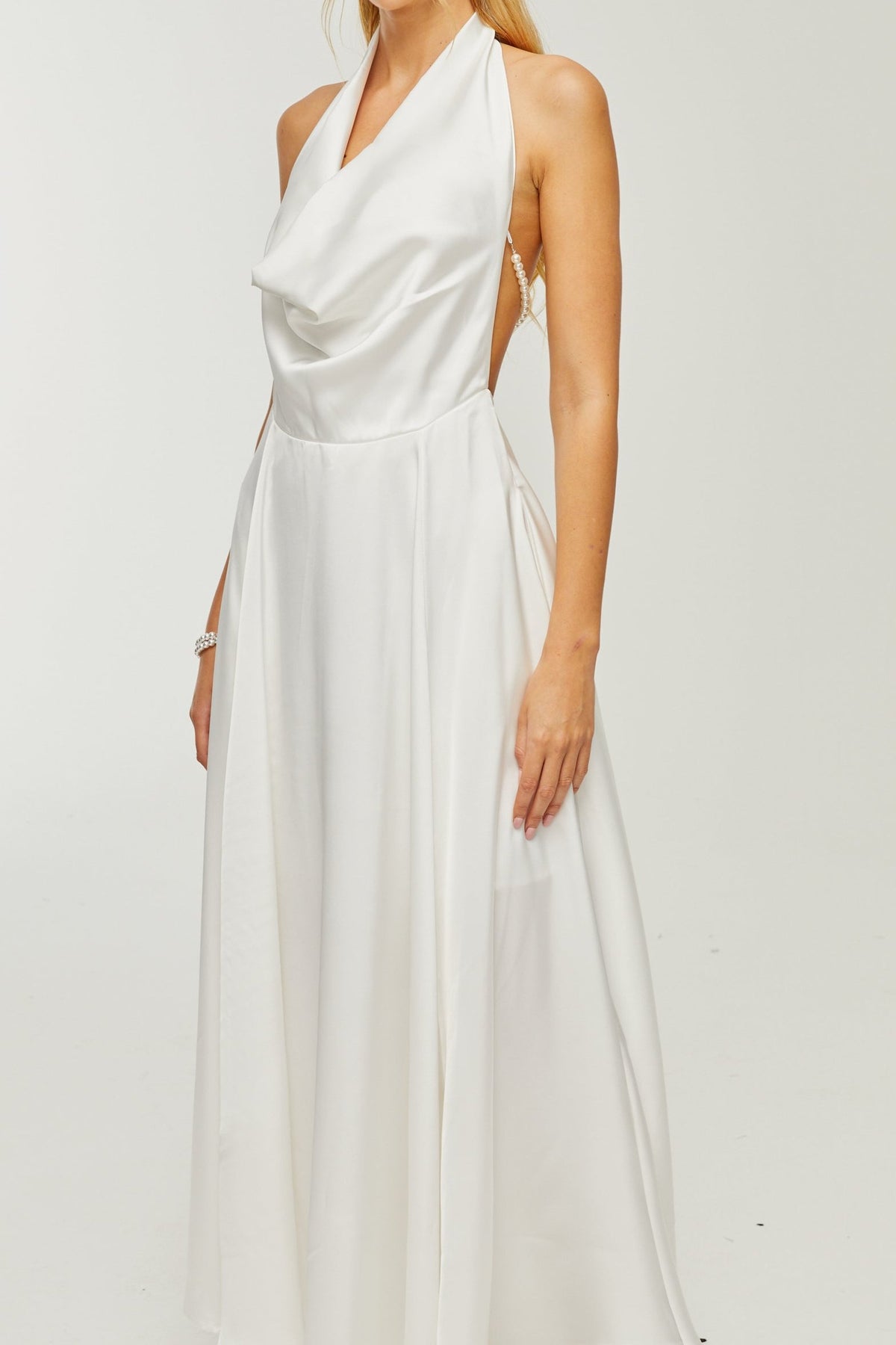 Lucena scoop-back cowl-neck dress