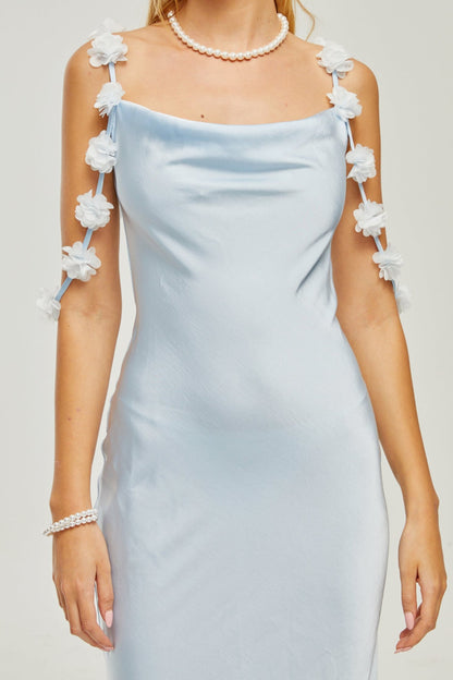 Capri floral-straps satin maxi dress