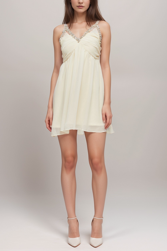 Roseline crystal-embellished V-neck dress