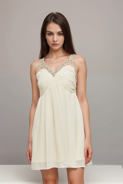 Roseline crystal-embellished V-neck dress