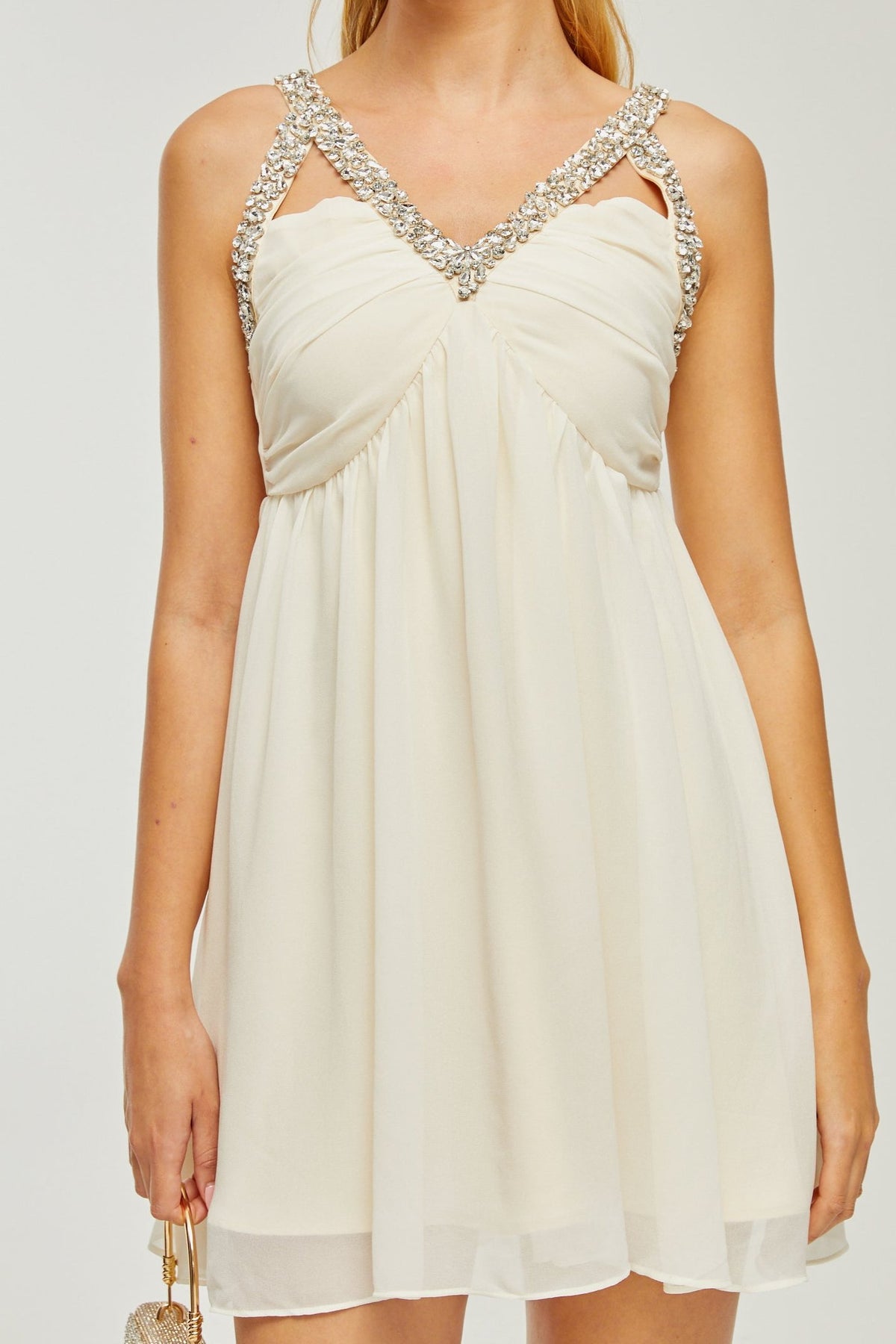 Roseline crystal-embellished V-neck dress