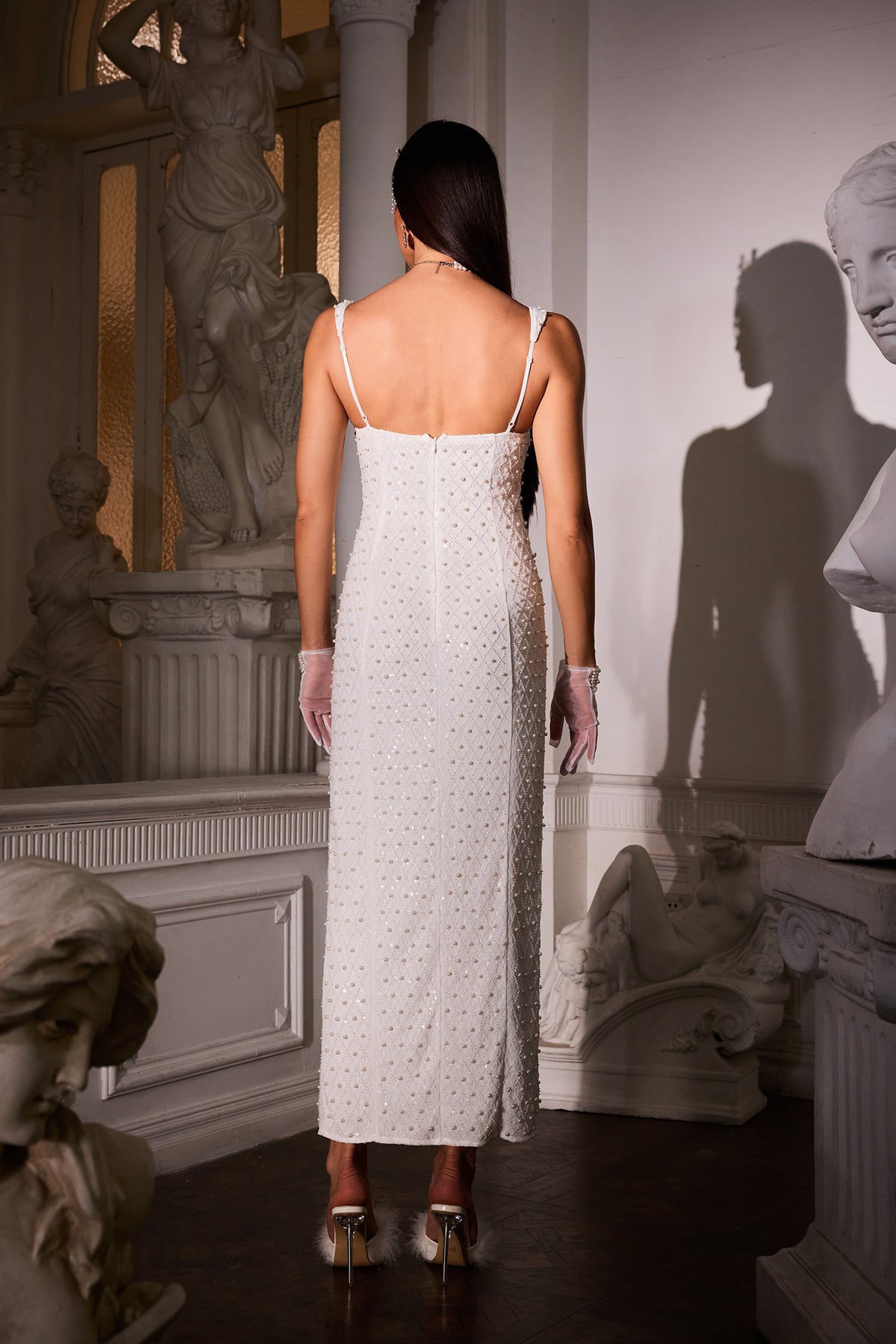 Kivi Pearl Side Slit Midi Dress