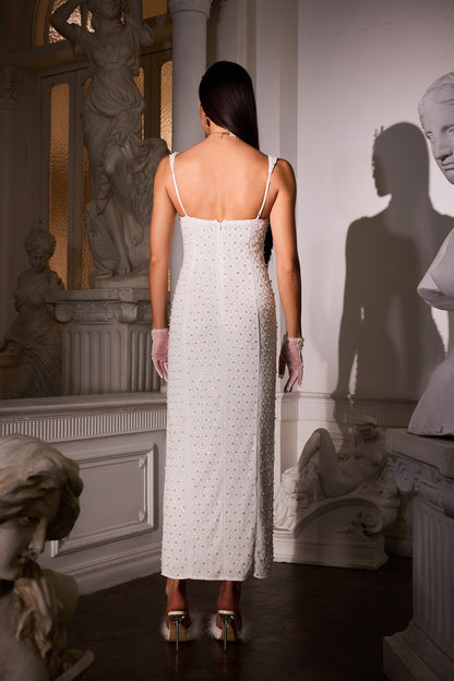 Kivi Pearl Side Slit Midi Dress