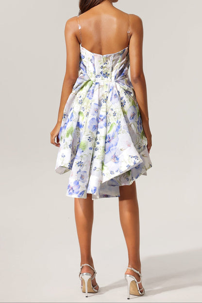 odelia floral print Sleeveless Asymmetrical Mini Dress