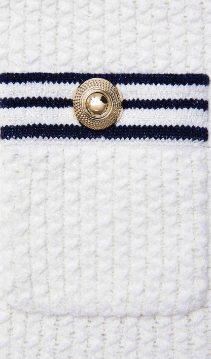 White Textured Knit Mini Skirt