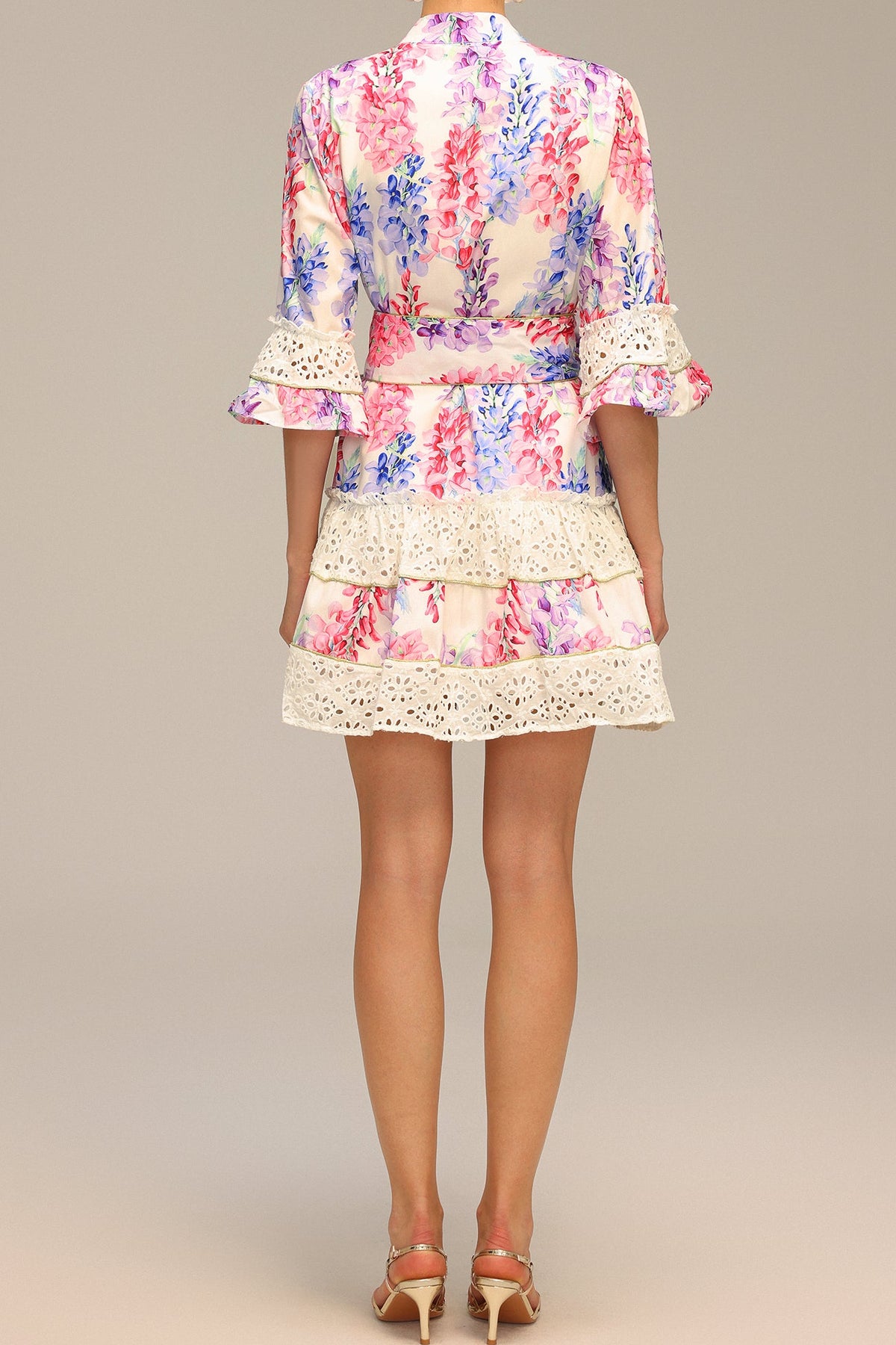Zohara Lace Floral Printed Mini Dress