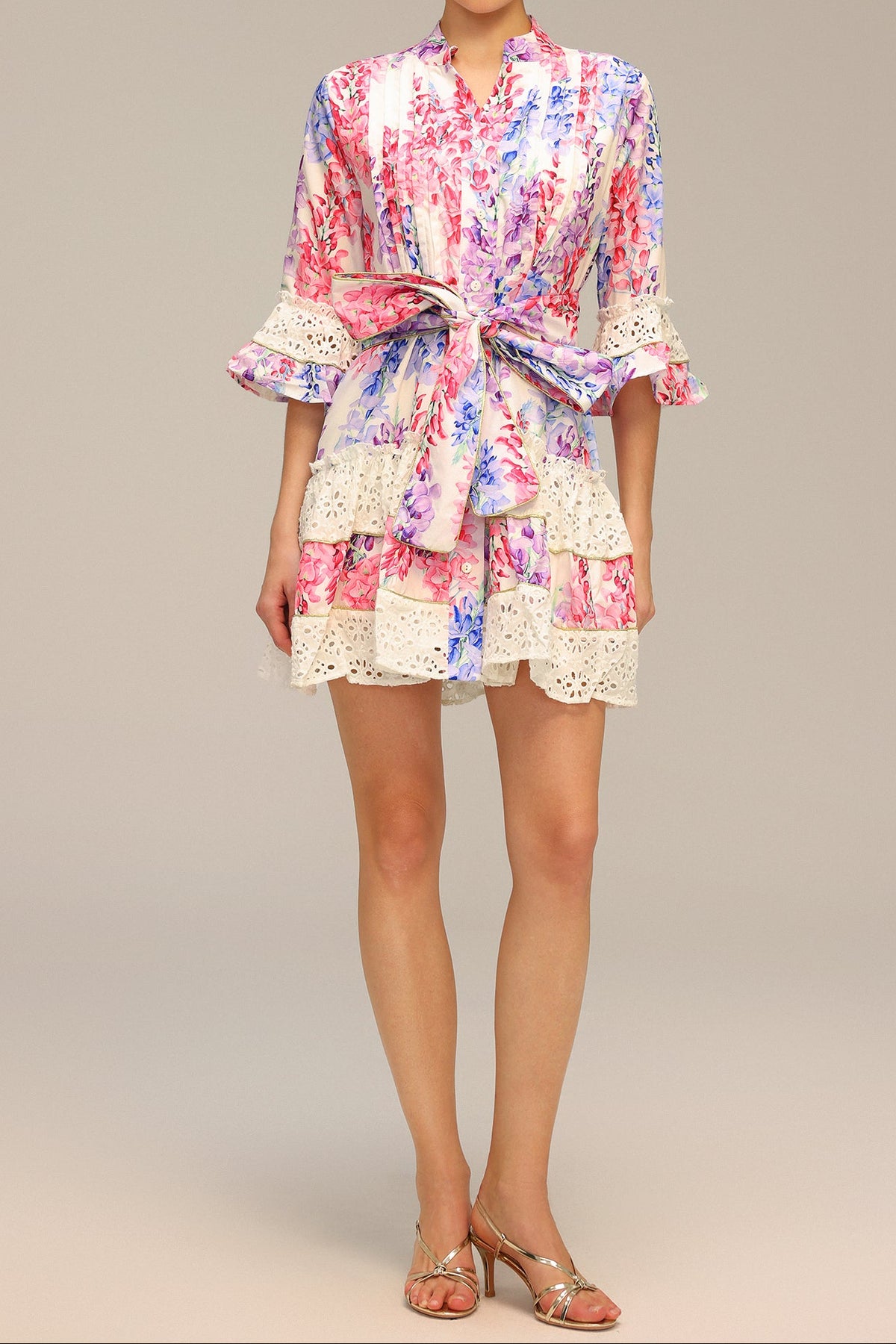 Zohara Lace Floral Printed Mini Dress