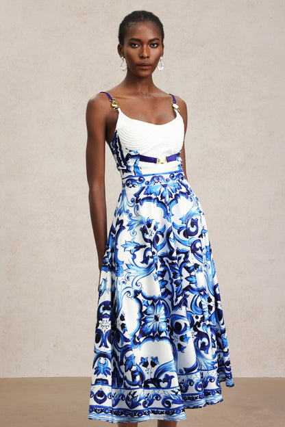 Kaona Halter Floral Printed Top And Skirt Two-Piece Set