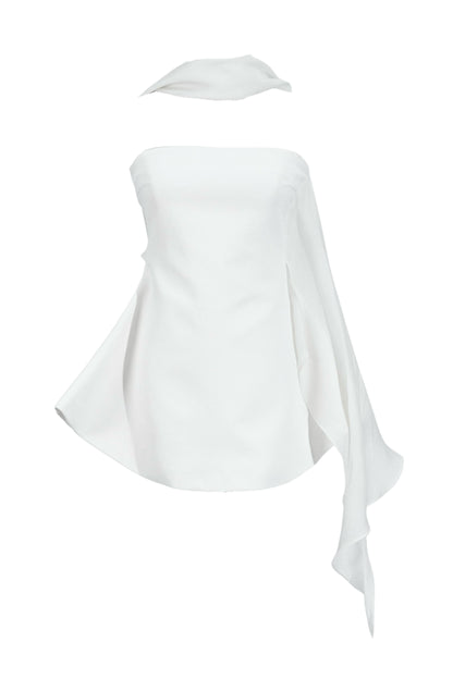 Calwa Scarf Strapless Flare Mini Dress