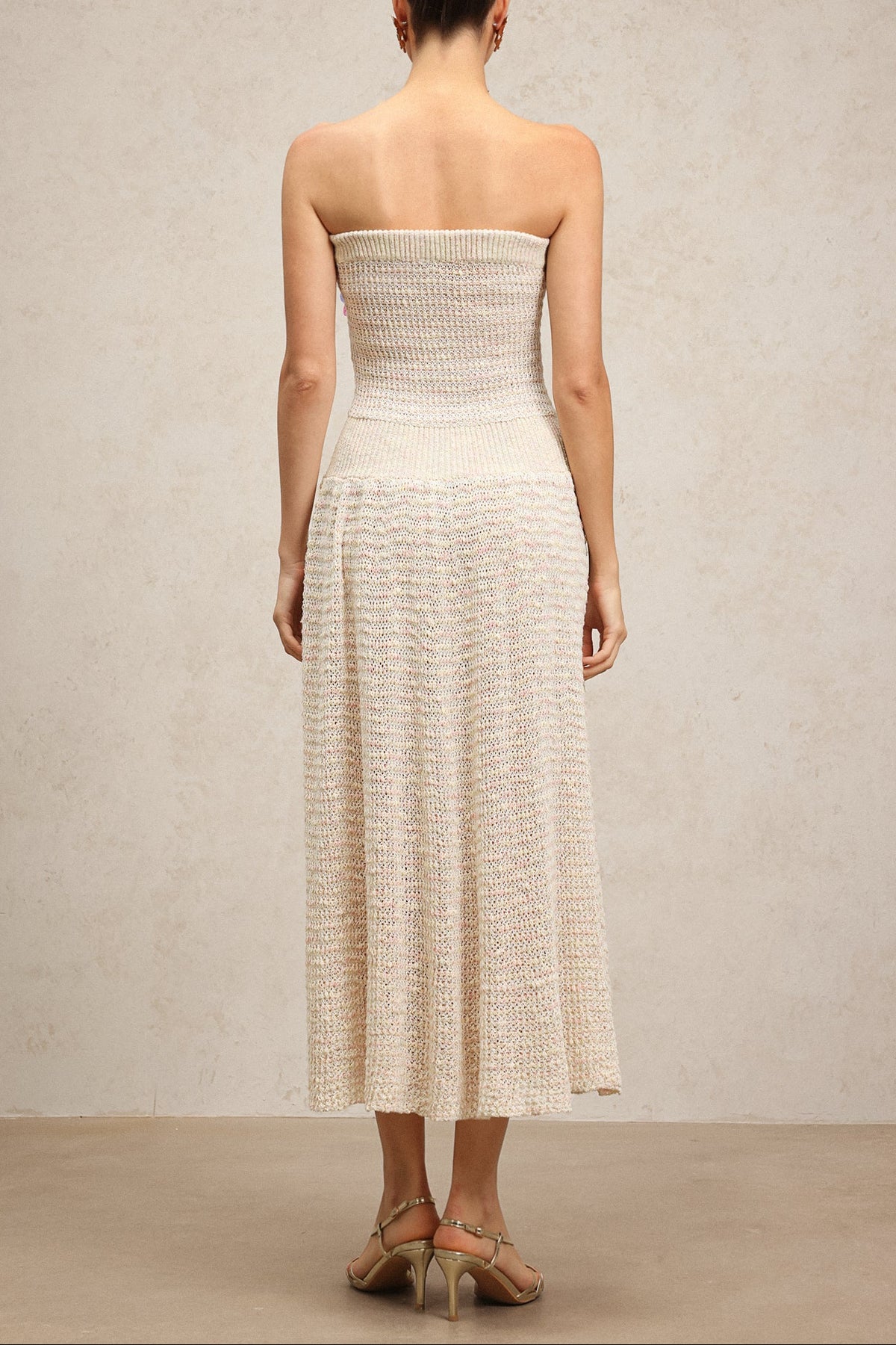 kimberley beige off-shoulder Sleeveless sequin jersey Maxi Dress