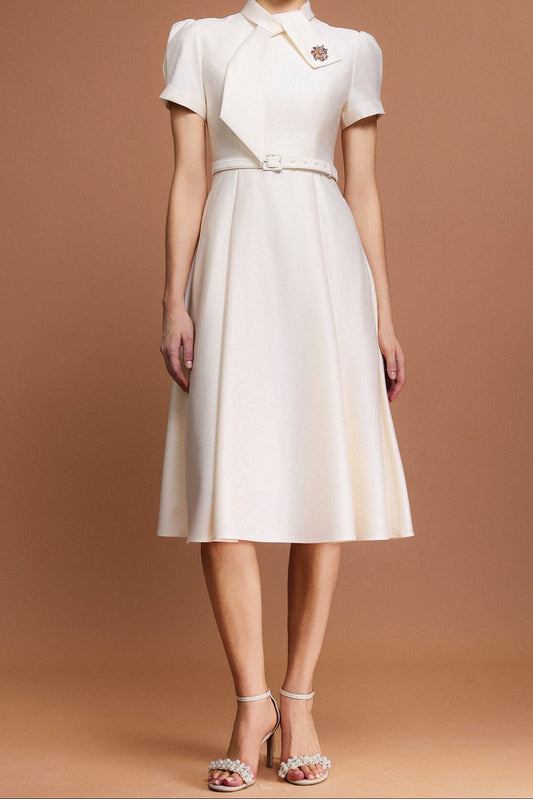 josephine Short Sleeves Diamond Midi Dress