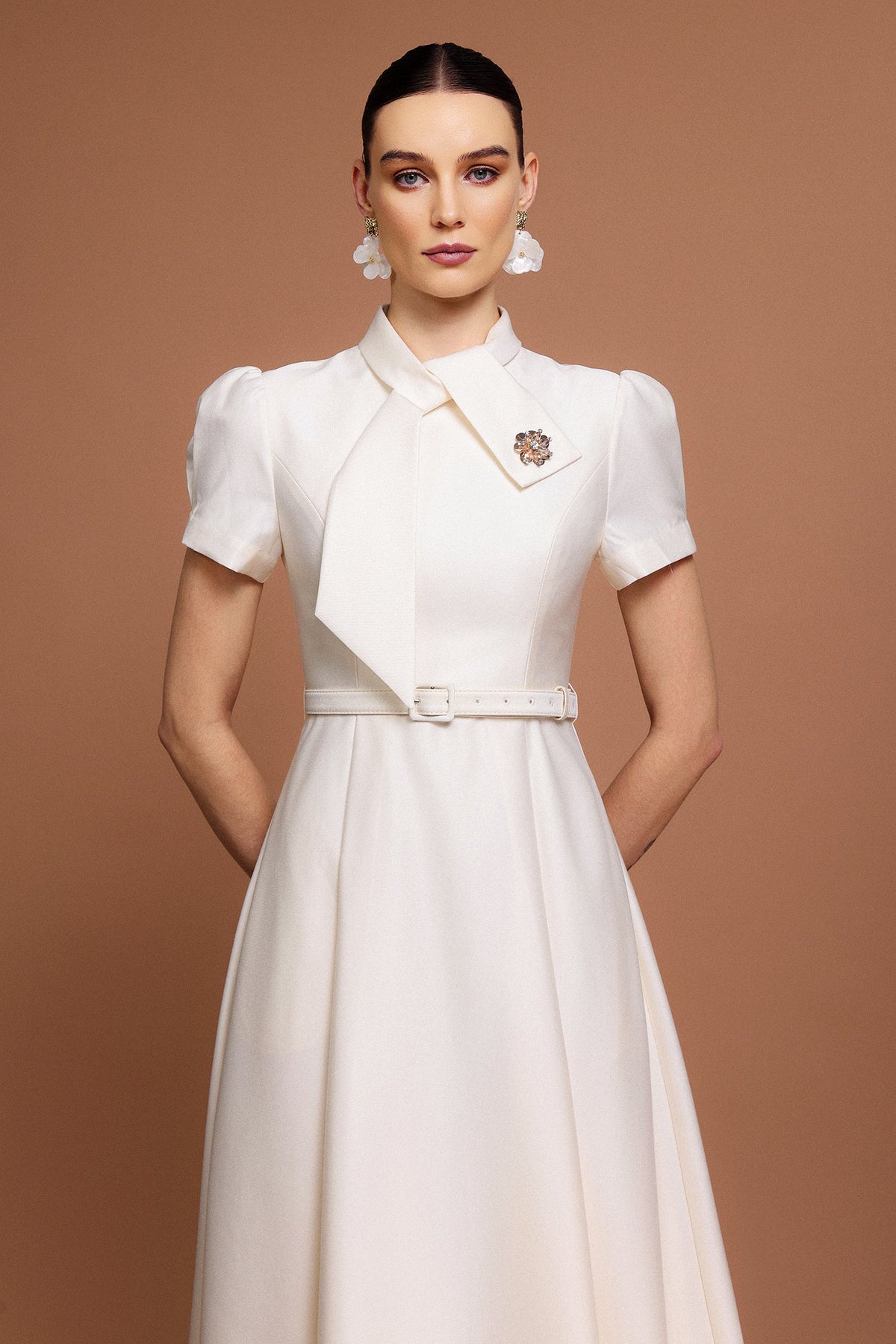 josephine Short Sleeves Diamond Midi Dress