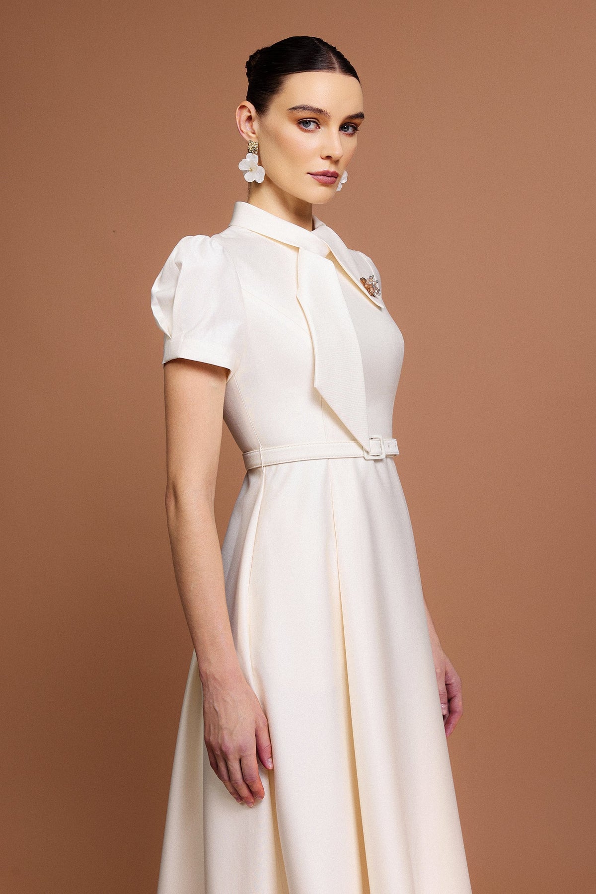 josephine Short Sleeves Diamond Midi Dress