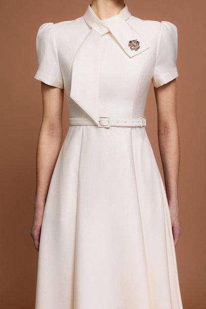 josephine Short Sleeves Diamond Midi Dress