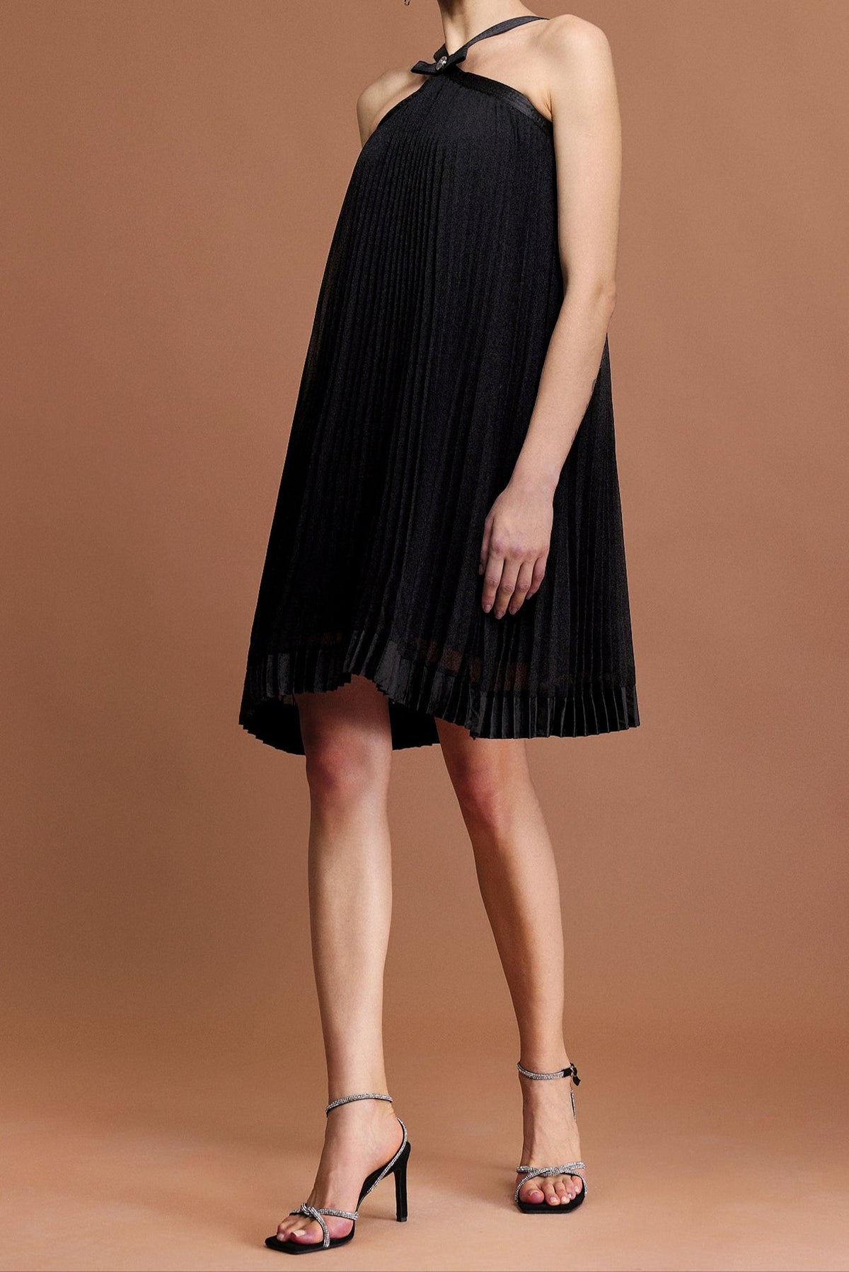 jessica Sleeveless Bowknot Folds Mini Dress