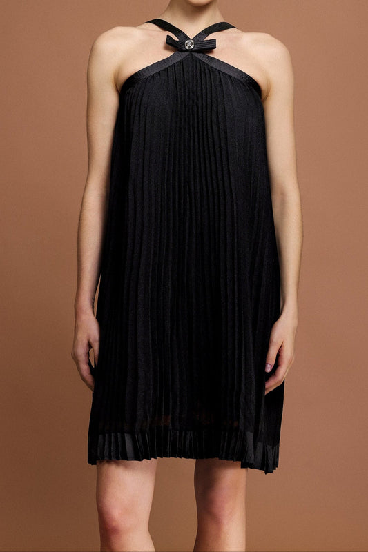 jessica Sleeveless Bowknot Folds Mini Dress