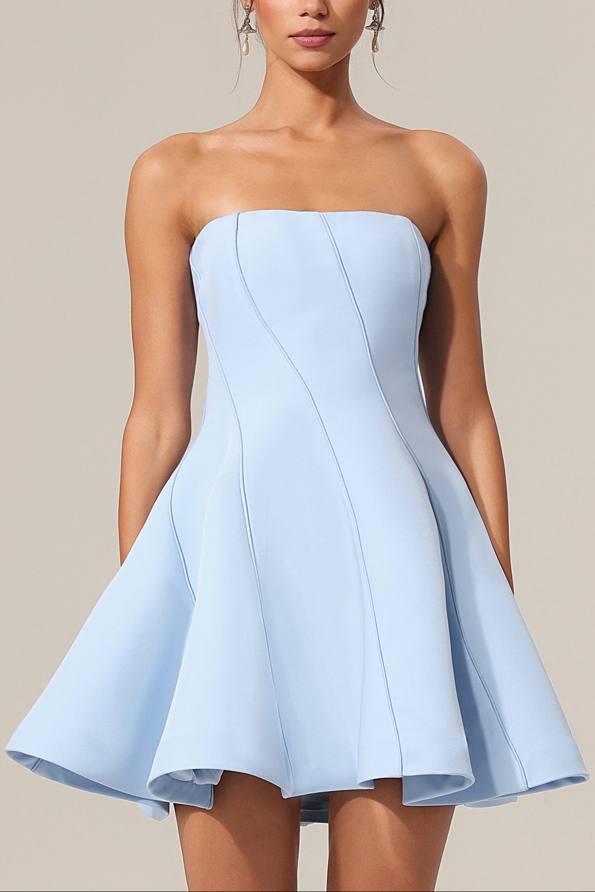 natividad off-shoulder Sleeveless Mini Dress in blue