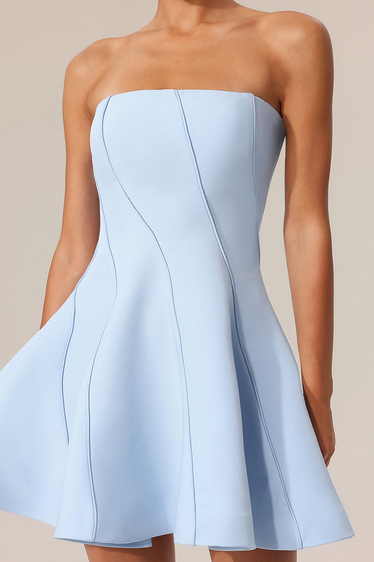 natividad off-shoulder Sleeveless Mini Dress in blue