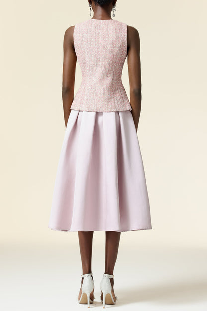 Ella pink V-Neck Sleeveless Top & Skirt Two-Piece Set